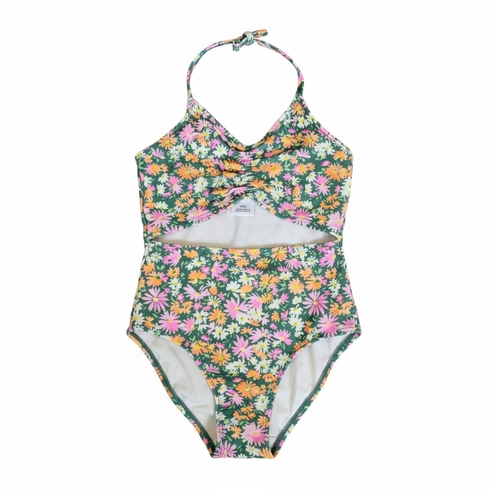 Girls Art Class 1PC Floral Cut-out Bathing Suit - NWT